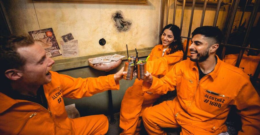 London: Alcotraz Immersive Prison Cocktail Experience Ticket - Orange jumpsuits and the photo moment