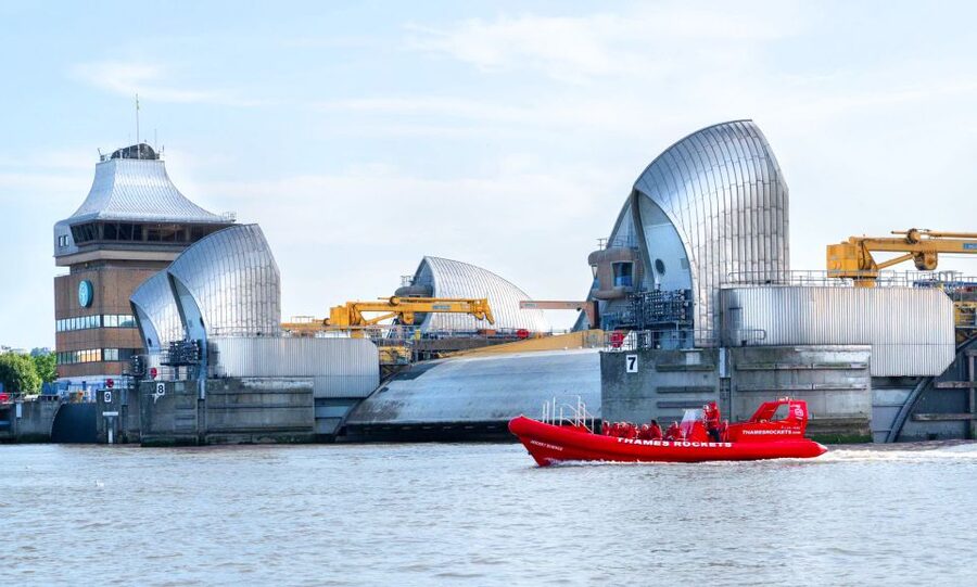 London: Break the Barrier Speed Boat Ride - Canary Wharf Runs Smooth, and Then You Hit the Thames Barrier