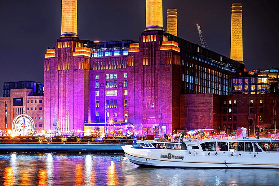 London: Dark Comedy on Iconic Battersea Barge - The boat layout: theatre deck, Captain’s Bar, and top-deck views