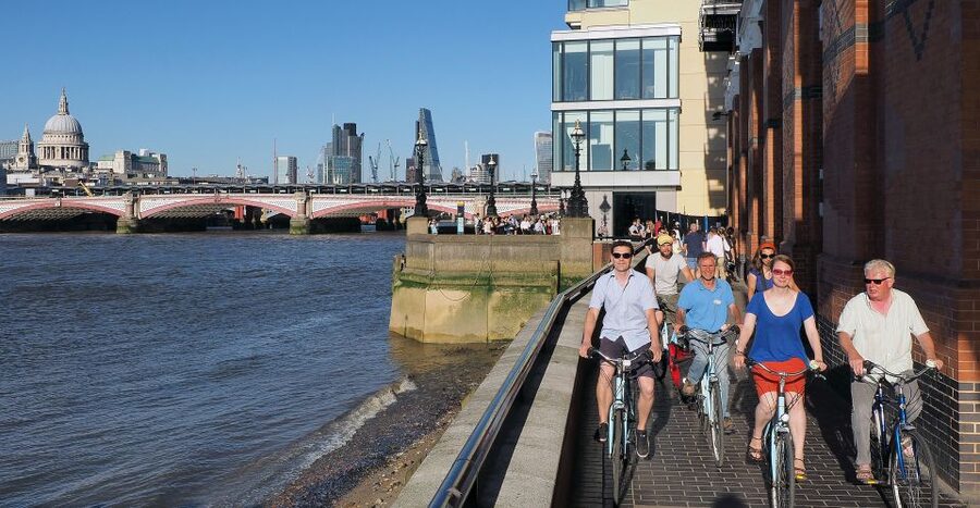 London: East London Town 3.5-Hour Bike Tour - Tower Bridge and the Tower of London, viewed from street level