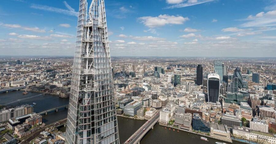 The London skyline and the River Thames seen from The Shard